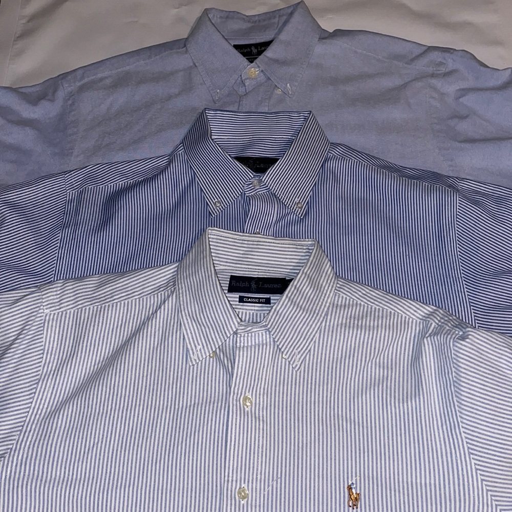 Pack of 3 Ralph Lauren Blue Button Up Shirts Size 16 Neck